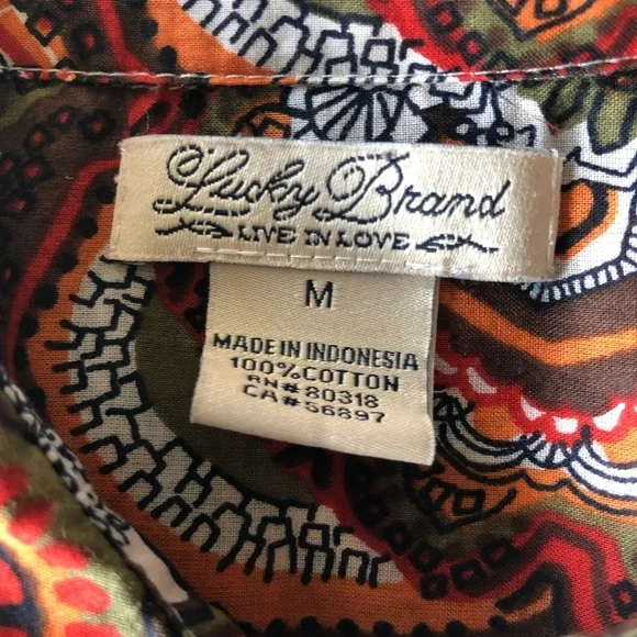 Lucky Brand Light Weight Paisley Print Button Down Camp Shirt Size M - Picture 8 of 8
